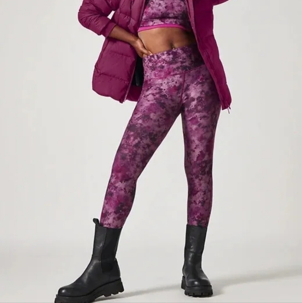 Athleta Purple Tie Dye Salutation Stash II Pocket 7/8 Tight Pants XS